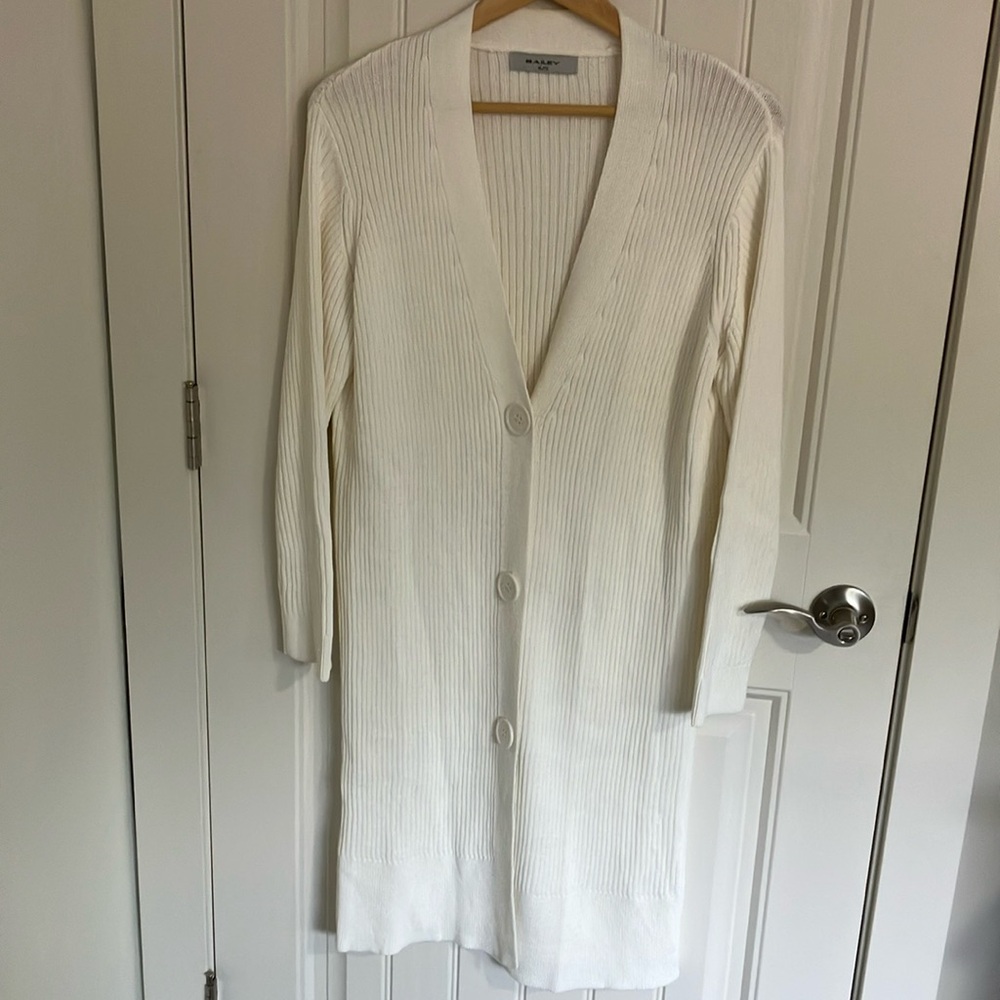 BRIAN BAILEY Cardigan Long IVORY XL LIKE NEW
